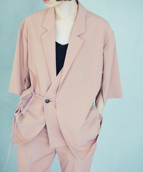 TAUPE（トープ）の「TAUPE/トープ/ﾊｰﾌｽﾘｰﾌﾞﾚｲﾔｰﾄﾞｼﾞｬｹｯﾄ（テーラードジャケット・メンズ・ベージュ/ピンク・2/3）」の2枚目の写真