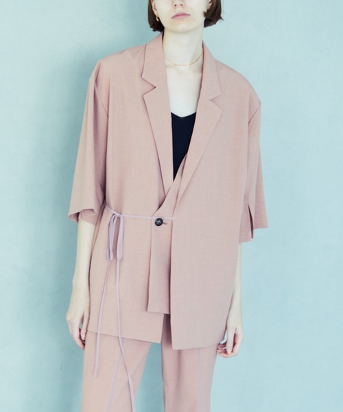 TAUPE（トープ）の「TAUPE/トープ/ﾊｰﾌｽﾘｰﾌﾞﾚｲﾔｰﾄﾞｼﾞｬｹｯﾄ（テーラードジャケット・メンズ・ベージュ/ピンク・2/3）」の5枚目の写真