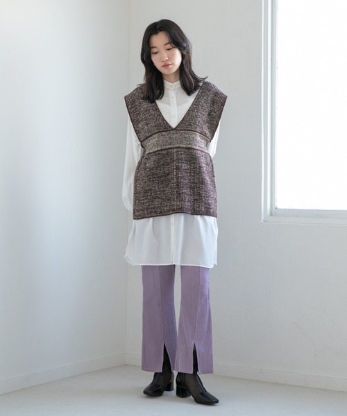 LOWRYS FARM(ローリーズファーム)の「セルフカットスリットリブパンツ 264134(その他パンツ・レディース・ブラック/パープル/グリーン/アイボリー・FREE/ショート)」の18枚目の写真