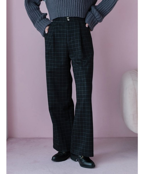 fifth（フィフス）の「フロントタックチェックワイドパンツ（その他パンツ・レディース・チャコールグレー/ブラック・M）」の2枚目の写真