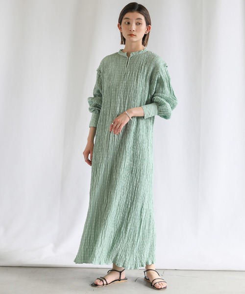 select MOCA（セレクトモカ）の「バックリボンクリンクルロングワンピース（ワンピース・レディース・ブラック/グリーン/アイボリー・FREE）」の7枚目の写真