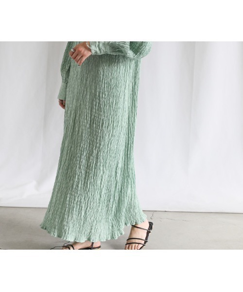 select MOCA（セレクトモカ）の「バックリボンクリンクルロングワンピース（ワンピース・レディース・ブラック/グリーン/アイボリー・FREE）」の12枚目の写真