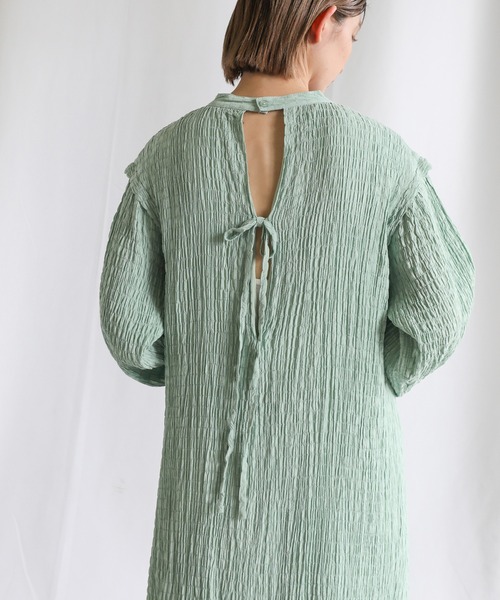 select MOCA（セレクトモカ）の「バックリボンクリンクルロングワンピース（ワンピース・レディース・ブラック/グリーン/アイボリー・FREE）」の10枚目の写真