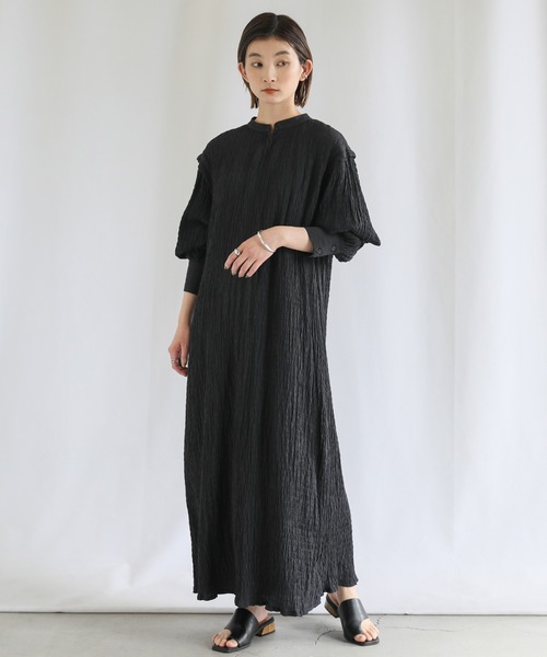 select MOCA（セレクトモカ）の「バックリボンクリンクルロングワンピース（ワンピース・レディース・ブラック/グリーン/アイボリー・FREE）」の5枚目の写真