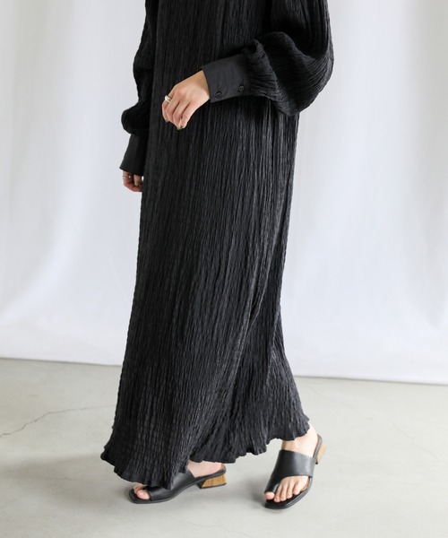 select MOCA（セレクトモカ）の「バックリボンクリンクルロングワンピース（ワンピース・レディース・ブラック/グリーン/アイボリー・FREE）」の18枚目の写真