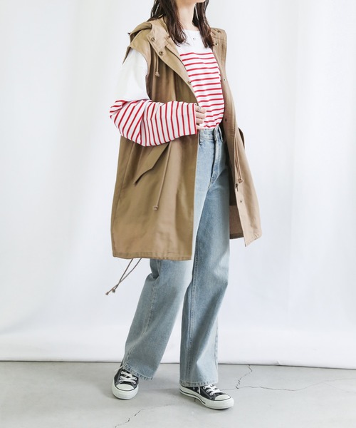 select MOCA(セレクトモカ)の「ツイルミリタリーフードベスト(ベスト・レディース・ベージュ/アイボリー・FREE)」の15枚目の写真