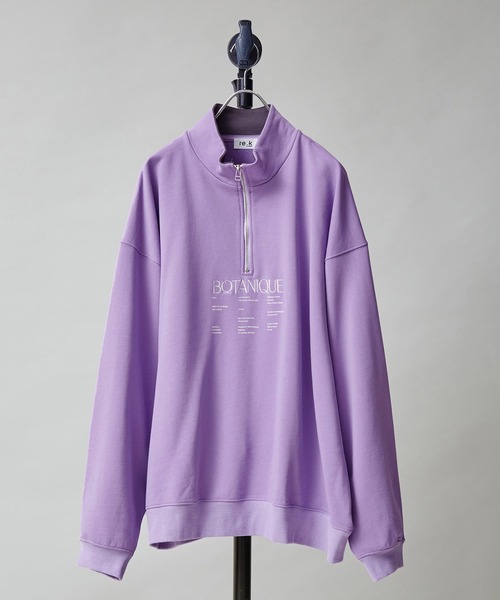 re_k by JUNRED（レクバイジュンレッド）の「【　re_k by JUNRED　】タイポグラフィックスタンドハーフジップバルーンスウェット（スウェット・メンズ・ホワイト/ラベンダー/チャコールグレー・S/L/LL/M）」の3枚目の写真