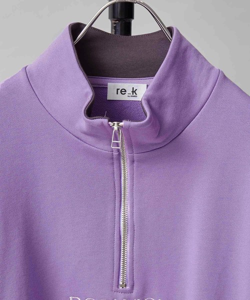 re_k by JUNRED（レクバイジュンレッド）の「【　re_k by JUNRED　】タイポグラフィックスタンドハーフジップバルーンスウェット（スウェット・メンズ・ホワイト/ラベンダー/チャコールグレー・S/L/LL/M）」の5枚目の写真