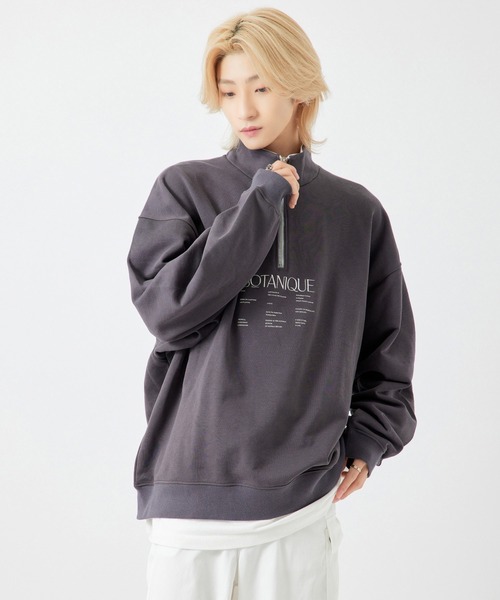 re_k by JUNRED（レクバイジュンレッド）の「【　re_k by JUNRED　】タイポグラフィックスタンドハーフジップバルーンスウェット（スウェット・メンズ・ホワイト/ラベンダー/チャコールグレー・S/L/LL/M）」の9枚目の写真