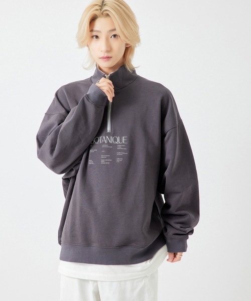 re_k by JUNRED（レクバイジュンレッド）の「【　re_k by JUNRED　】タイポグラフィックスタンドハーフジップバルーンスウェット（スウェット・メンズ・ホワイト/ラベンダー/チャコールグレー・S/L/LL/M）」の10枚目の写真