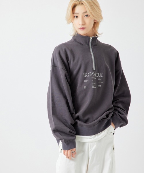 re_k by JUNRED（レクバイジュンレッド）の「【　re_k by JUNRED　】タイポグラフィックスタンドハーフジップバルーンスウェット（スウェット・メンズ・ホワイト/ラベンダー/チャコールグレー・S/L/LL/M）」の11枚目の写真