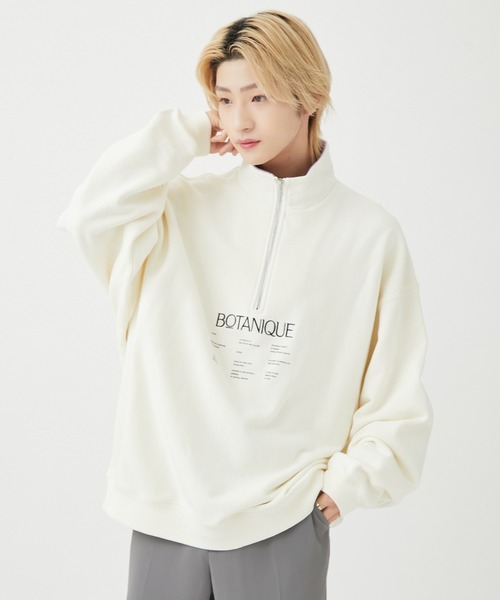 re_k by JUNRED（レクバイジュンレッド）の「【　re_k by JUNRED　】タイポグラフィックスタンドハーフジップバルーンスウェット（スウェット・メンズ・ホワイト/ラベンダー/チャコールグレー・S/L/LL/M）」の12枚目の写真