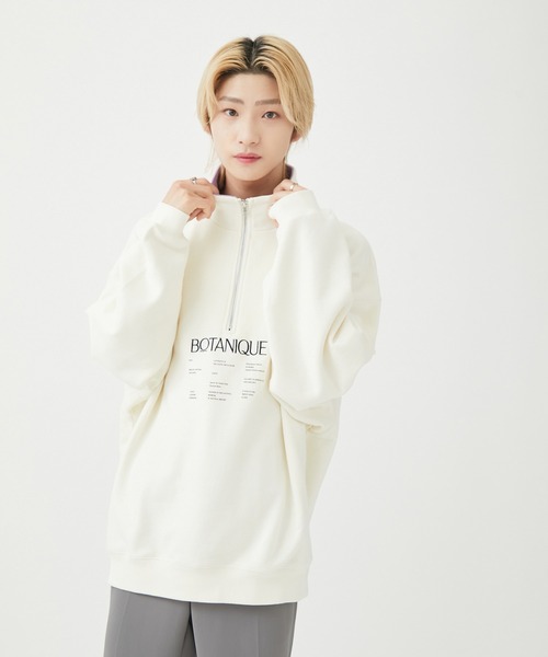 re_k by JUNRED（レクバイジュンレッド）の「【　re_k by JUNRED　】タイポグラフィックスタンドハーフジップバルーンスウェット（スウェット・メンズ・ホワイト/ラベンダー/チャコールグレー・S/L/LL/M）」の14枚目の写真