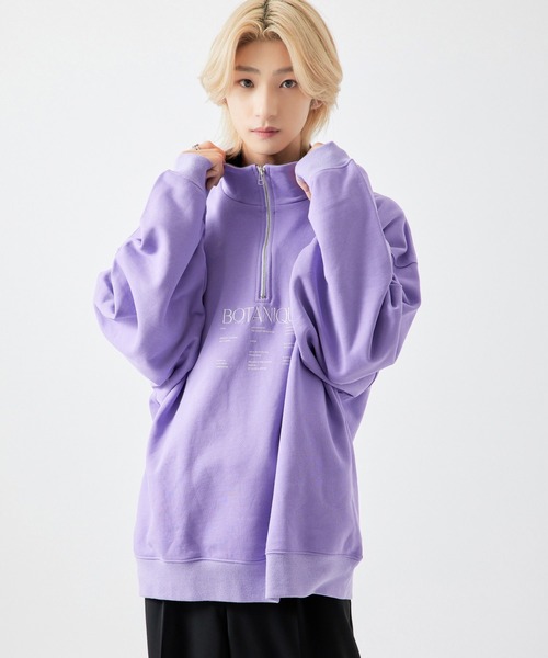 re_k by JUNRED（レクバイジュンレッド）の「【　re_k by JUNRED　】タイポグラフィックスタンドハーフジップバルーンスウェット（スウェット・メンズ・ホワイト/ラベンダー/チャコールグレー・S/L/LL/M）」の15枚目の写真