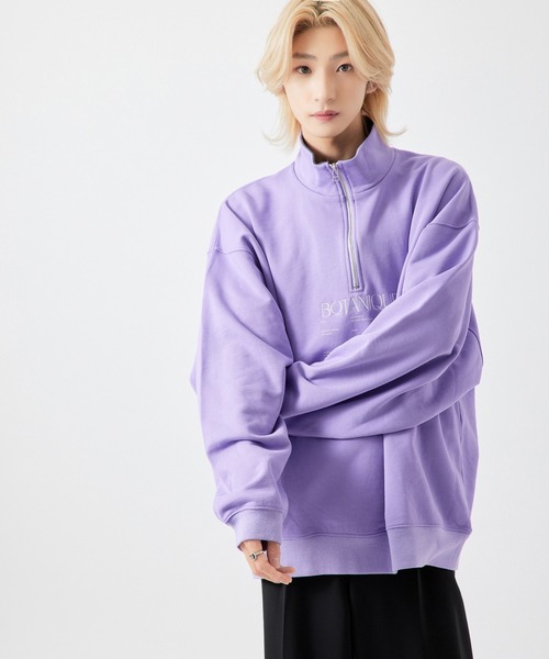 re_k by JUNRED（レクバイジュンレッド）の「【　re_k by JUNRED　】タイポグラフィックスタンドハーフジップバルーンスウェット（スウェット・メンズ・ホワイト/ラベンダー/チャコールグレー・S/L/LL/M）」の17枚目の写真