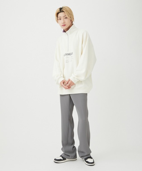 re_k by JUNRED（レクバイジュンレッド）の「【　re_k by JUNRED　】タイポグラフィックスタンドハーフジップバルーンスウェット（スウェット・メンズ・ホワイト/ラベンダー/チャコールグレー・S/L/LL/M）」の21枚目の写真