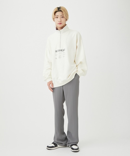 re_k by JUNRED（レクバイジュンレッド）の「【　re_k by JUNRED　】タイポグラフィックスタンドハーフジップバルーンスウェット（スウェット・メンズ・ホワイト/ラベンダー/チャコールグレー・S/L/LL/M）」の22枚目の写真