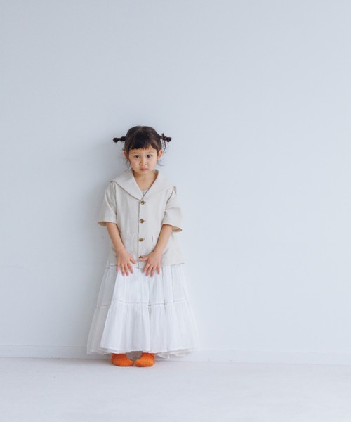 LOWRYS FARM（ローリーズファーム）の「バスケットセーラーシャツジャケット　260520（テーラードジャケット・キッズ・アイボリー/グレー/グリーン/チェック・110cm/120cm/130cm/140cm/150cm）」の15枚目の写真