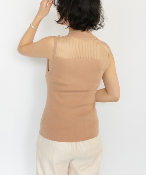 RANDA（ランダ）の「シースルーノースリーブニット（ニット/セーター・レディース・ブラック/ベージュ/グレイッシュベージュ・FREE）」の5枚目の写真