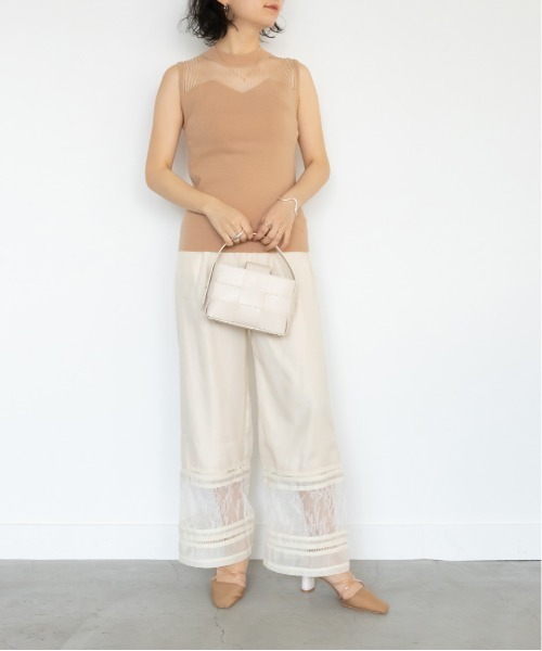 RANDA（ランダ）の「シースルーノースリーブニット（ニット/セーター・レディース・ブラック/ベージュ/グレイッシュベージュ・FREE）」の6枚目の写真