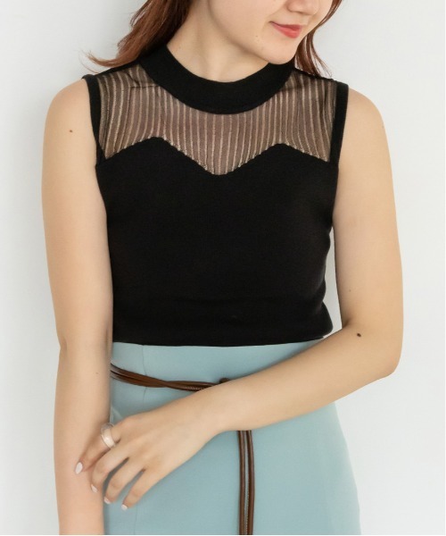 RANDA（ランダ）の「シースルーノースリーブニット（ニット/セーター・レディース・ブラック/ベージュ/グレイッシュベージュ・FREE）」の7枚目の写真