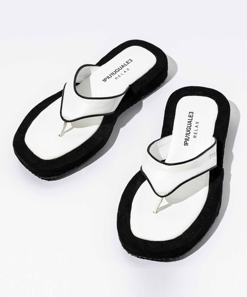 1PIU1UGUALE3  RELAX （ウノピゥウノウグァーレトレ リラックス）の「1PIU1UGUALE3 RELAX(ウノピゥウノウグァーレトレ)プラットフォームビーチサンダル（サンダル・メンズ・ホワイト/ブラック・26/27/29/28）」の2枚目の写真