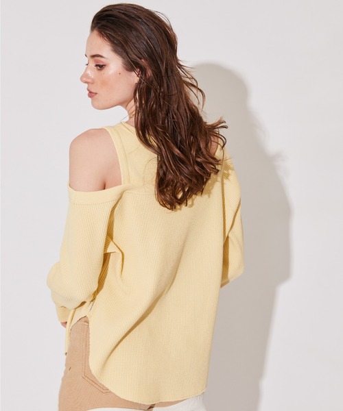 ALEXIA STAM（アリシアスタン）の「Waffle Layered Top/ワッフルレイヤードトップ（Tシャツ/カットソー・レディース・ベージュ/グレー/イエロー・FREE）」の15枚目の写真