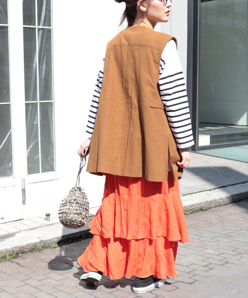 fredy emue（フレディエミュ）の「ワッシャー加工ティアードスカート（スカート・レディース・オレンジ/ラベンダー/ブラック・38）」の12枚目の写真