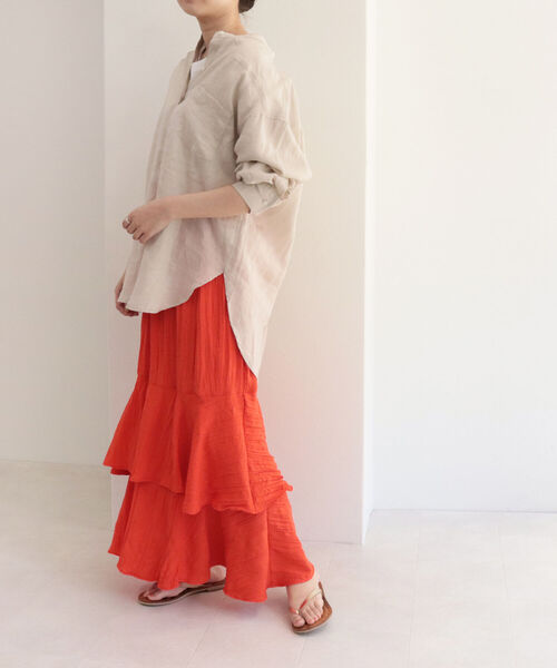 fredy emue（フレディエミュ）の「ワッシャー加工ティアードスカート（スカート・レディース・オレンジ/ラベンダー/ブラック・38）」の15枚目の写真