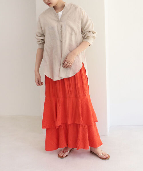 fredy emue（フレディエミュ）の「ワッシャー加工ティアードスカート（スカート・レディース・オレンジ/ラベンダー/ブラック・38）」の16枚目の写真