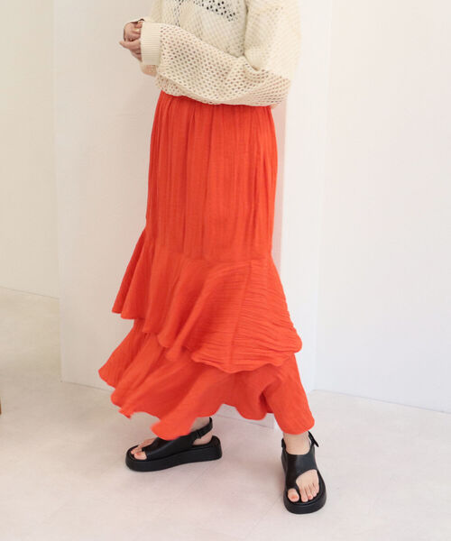 fredy emue（フレディエミュ）の「ワッシャー加工ティアードスカート（スカート・レディース・オレンジ/ラベンダー/ブラック・38）」の17枚目の写真