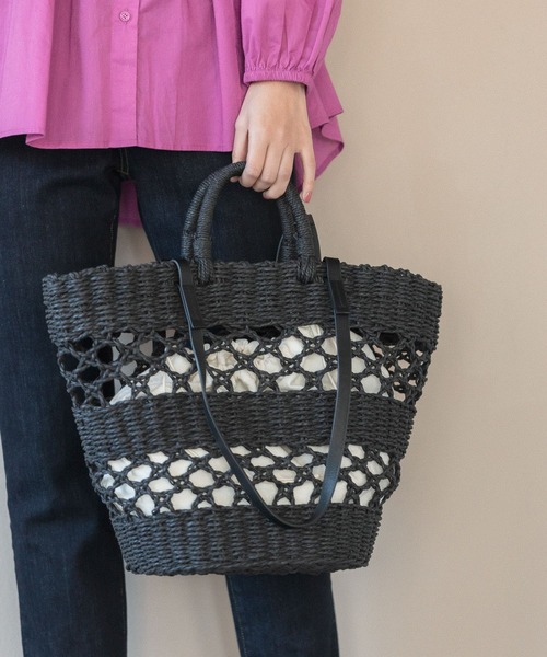 LEPSIM(レプシィム)の「ペーパースカシガラBAG 264296(トートバッグ・レディース・ベージュ/ピンク/ブラック・ONE SIZE)」の1枚目の写真