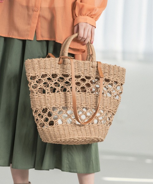 LEPSIM(レプシィム)の「ペーパースカシガラBAG 264296(トートバッグ・レディース・ベージュ/ピンク/ブラック・ONE SIZE)」の7枚目の写真