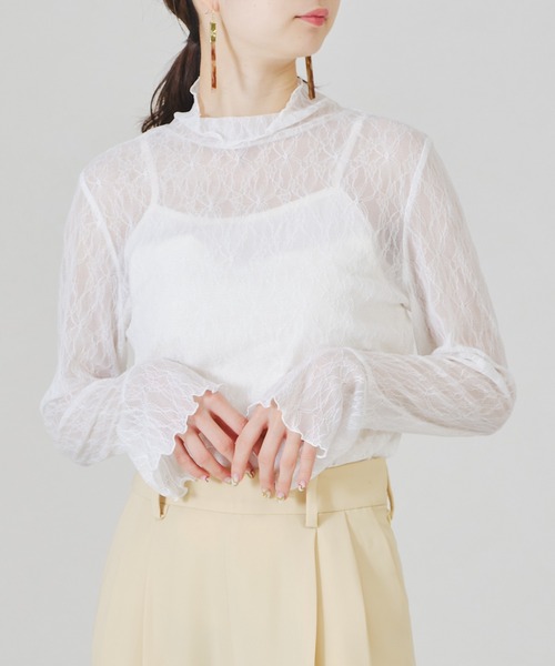 acro(アクロ)の「ハイネックレーストップス/AC1334(シャツ/ブラウス・レディース・ホワイト/ブラック・フリ-)」の5枚目の写真