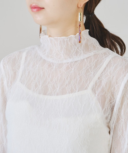 acro(アクロ)の「ハイネックレーストップス/AC1334(シャツ/ブラウス・レディース・ホワイト/ブラック・フリ-)」の9枚目の写真