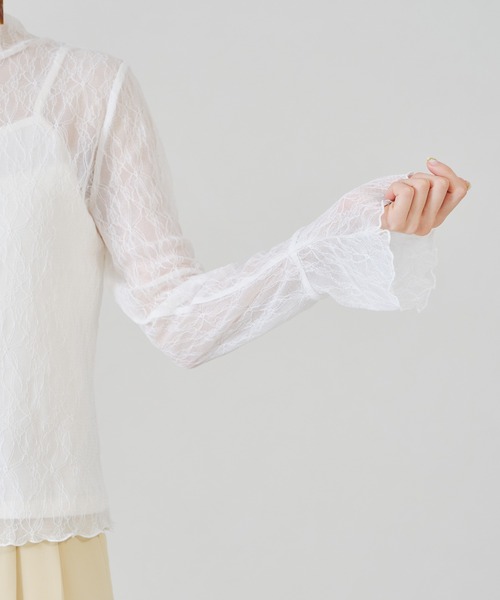 acro(アクロ)の「ハイネックレーストップス/AC1334(シャツ/ブラウス・レディース・ホワイト/ブラック・フリ-)」の11枚目の写真