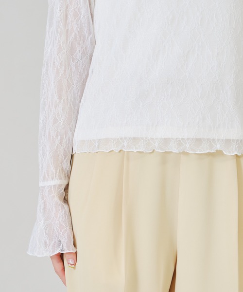 acro(アクロ)の「ハイネックレーストップス/AC1334(シャツ/ブラウス・レディース・ホワイト/ブラック・フリ-)」の7枚目の写真