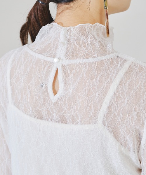 acro(アクロ)の「ハイネックレーストップス/AC1334(シャツ/ブラウス・レディース・ホワイト/ブラック・フリ-)」の14枚目の写真