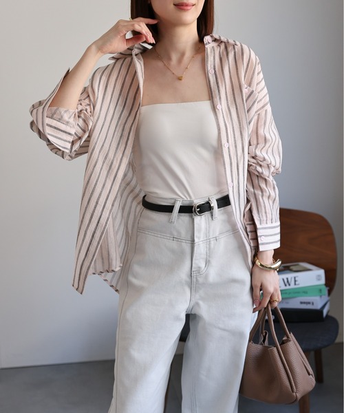 sakishimatokyo(サキシマトーキョー)の「シアーストライプシャツ(シャツ/ブラウス・レディース・ブラック/グリーン/オフホワイト/グリーン系その他/ブルー/ピンク・FREE)」の21枚目の写真