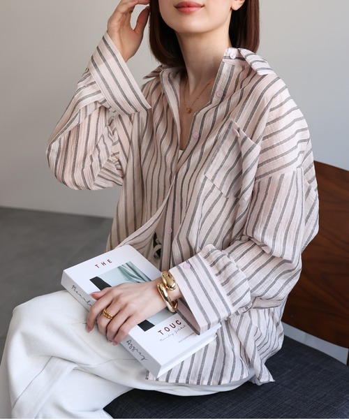 sakishimatokyo（サキシマトーキョー）の「シアーストライプシャツ