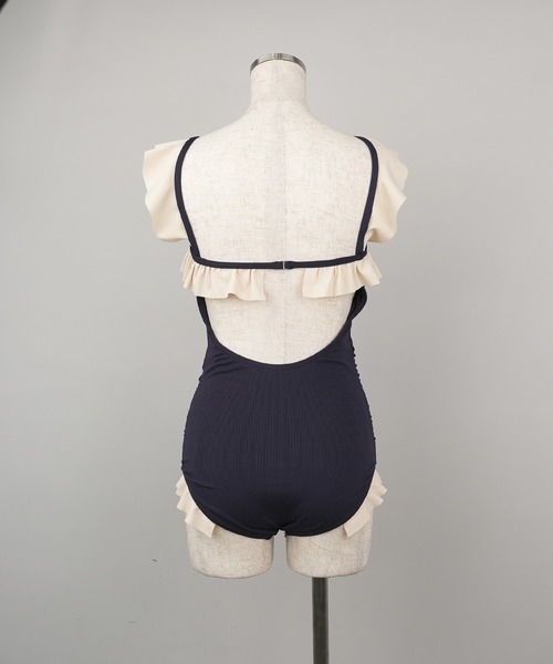 c.u.l（シーユーエル）の「フリルバックオープン ワンピース水着 culb15（水着・レディース・ブラック×ブラック/ネイビー/ブラック・S/M/L/XL）」の22枚目の写真