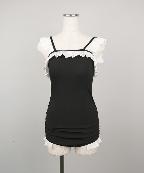 c.u.l（シーユーエル）の「フリルバックオープン ワンピース水着 culb15（水着・レディース・ブラック×ブラック/ネイビー/ブラック・S/M/L/XL）」の14枚目の写真