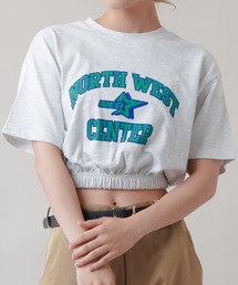 SPINNS | ウエストゴム入りフロントロゴショート丈半袖Tシャツ(Tシャツ/カットソー)