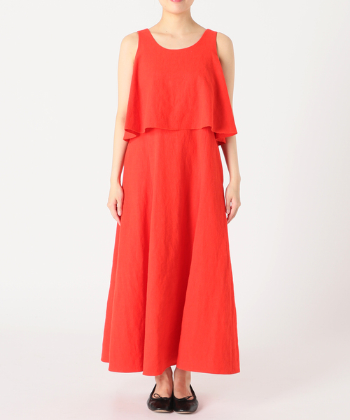 IENA LA BOUCLE（イエナラブークル）の「IENA LA BOUCLE C/ラミーキャンバスラッフルワンピース（ワンピース・レディース・ブラック/レッド/グリーン・FREE）」の7枚目の写真