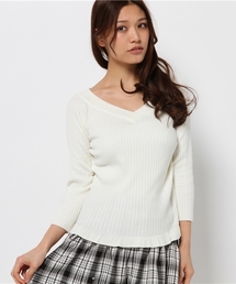 one after another NICE CLAUP | 【ナイスクラップ】裾フリルＶネックリブニット(ニット/セーター)