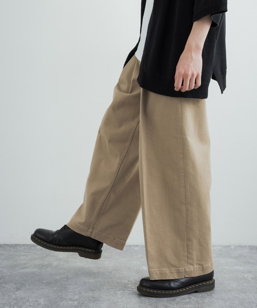 Audience(オーディエンス)の「日本製/国産 ヘビーウェイトコットンツイル1タックワイドパンツ AUD3513(チノパンツ・メンズ・ブラック/ベージュ・S/M/XL/L)」の12枚目の写真