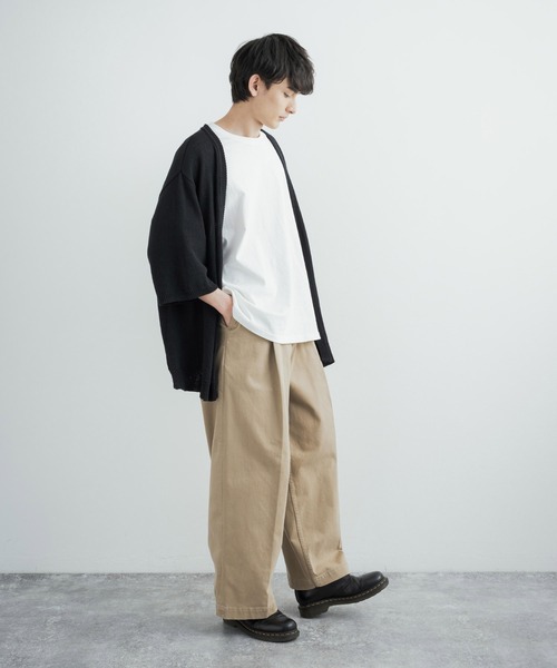 Audience(オーディエンス)の「日本製/国産 ヘビーウェイトコットンツイル1タックワイドパンツ AUD3513(チノパンツ・メンズ・ブラック/ベージュ・S/M/XL/L)」の14枚目の写真