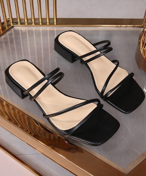 SETUP7（セットアップセブン）の「【SETUP7】スクエアトゥストリングサンダル SCCH108（サンダル・レディース・ブラック/ベージュ・35/36/37）」の2枚目の写真