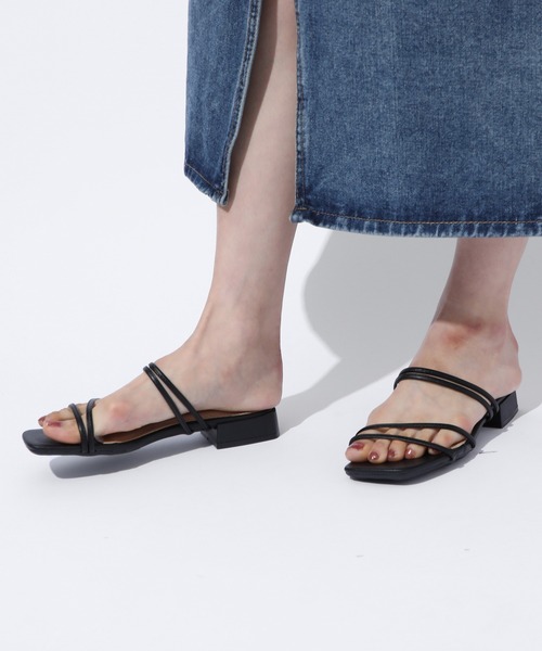 SETUP7（セットアップセブン）の「【SETUP7】スクエアトゥストリングサンダル SCCH108（サンダル・レディース・ブラック/ベージュ・35/36/37）」の5枚目の写真