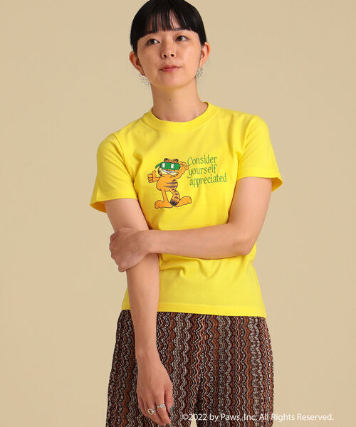 Ray BEAMS（レイビームス）の「GARFIELD × Ray BEAMS / 別注 mini Tシャツ（Tシャツ/カットソー・レディース・イエロー/ブラック/ホワイト・ONE SIZE）」の4枚目の写真